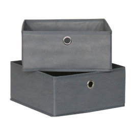 Mondex Lot de 2 boîtes de rangement grises 28 x 28 x 13 cm