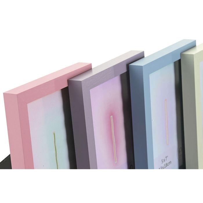 Cadre photo Home ESPRIT Bleu Vert Verre Bois MDF Urbaine (4 Unités)