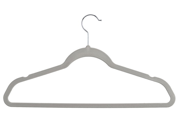Kipit Lot de 12 Cintres Flockés Gris Velours Métal Plastique 44x23x8 cm (Set de 12)
