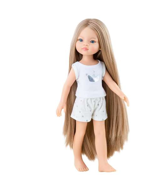 Paola Reina - Poupée Amigas en Pyjama Blanc 32 cm - Poupée Manica - Jouet pour Enfants - Langues: Espagnol, Anglais, Français