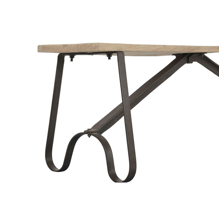 Banc Home ESPRIT Noir Naturel Fer bois de teck 152 X 41 X 46 CM