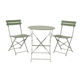 Outdoor Living By Decoris Table et 2 Chaises Pliantes Helsingborg en Acier Vert