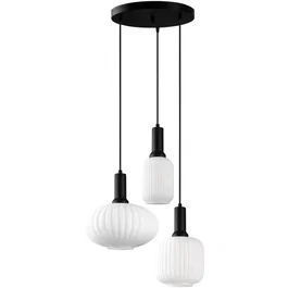 D By M.Red Suspension lustre D à trois feux noir