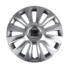OMP Speed Jeu de 4 Enjoliveurs Magnum 13 Pouces Argent/Carbone