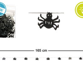Guirnalda Lumineuse de 165 cm avec Toiles d'Araignées Noires pour Décoration d'Halloween