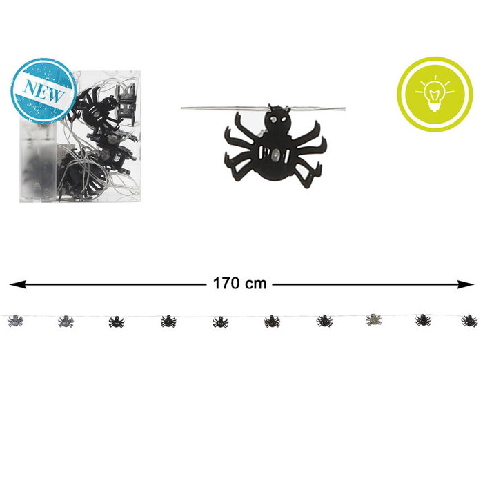 Guirlande d'araignées noires lumineuses de 165 cm Guirlande d'araignées noires lumineuses de 165 cm
