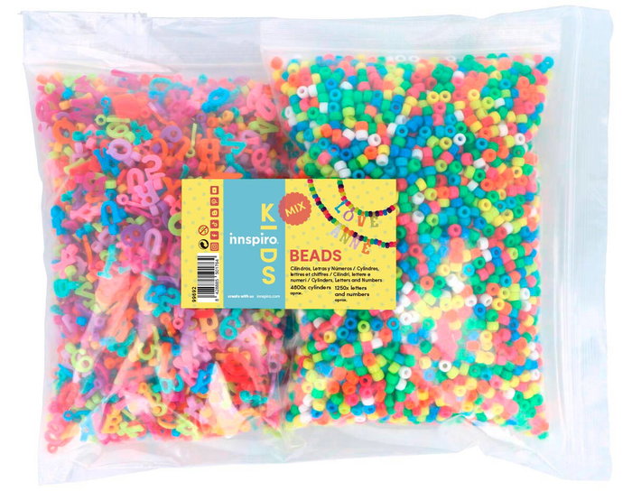 Innspiro Set de 2 Sacs de Perles en Plastique (Lettres, Chiffres et Cylindres)