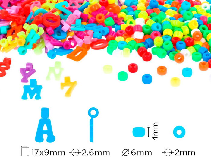 Innspiro Set de 2 Sacs de Perles en Plastique (Lettres, Chiffres et Cylindres)