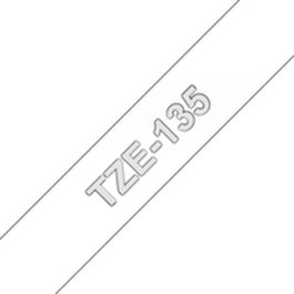 Brother TZe-135 Ruban pour étiqueteuse blanc sur transparent, 12 mm