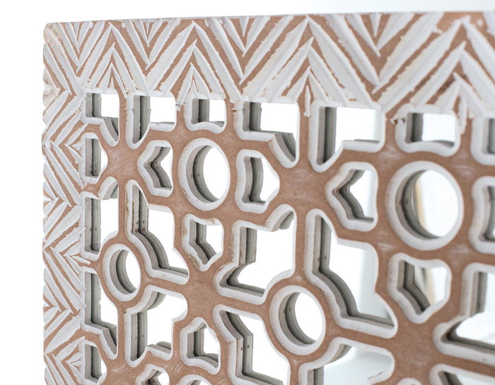 Giner Y Colomer Cabecero, Tête de lit décoratif en MDF blanc décapé avec miroir, 120 x 120 x 3 cm