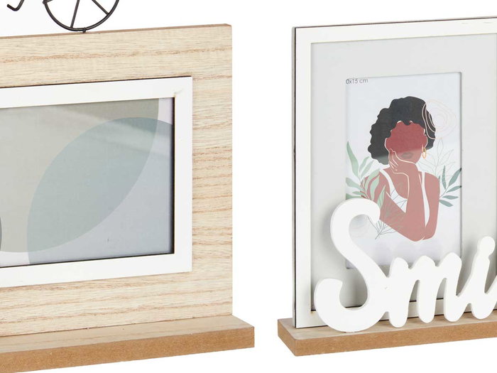 Giftdecor Porte-photos Double Smile 40x27x6 cm Bois MDF Marron Noir (Set de 6)