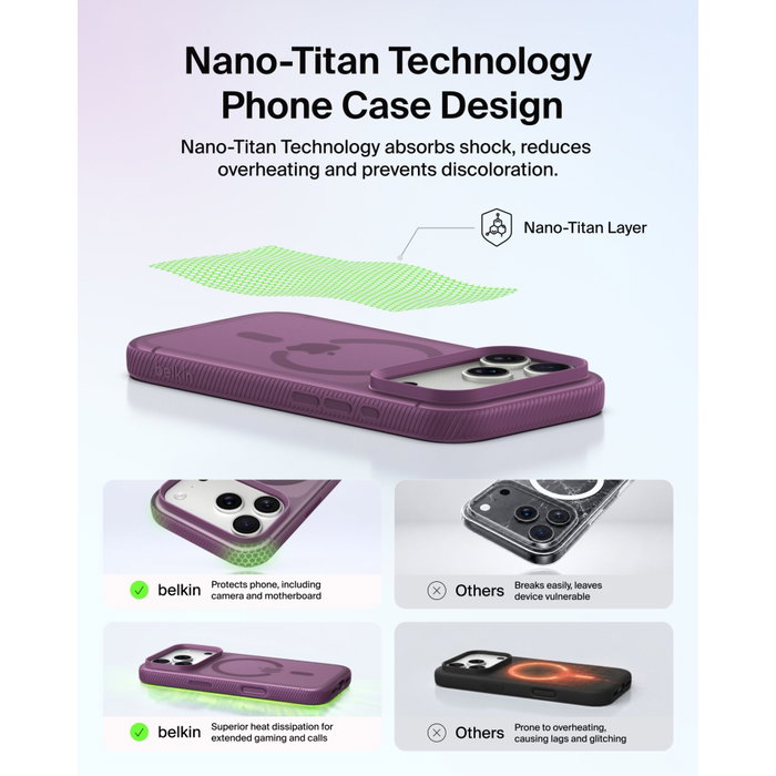 Belkin Grip Case pour iPhone 18 Pro / iPhone 17 Pro, Bourgogne