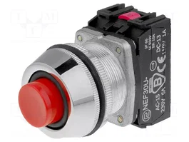 PROMET Commutateur bouton-poussoir 30mm rouge NC+NO