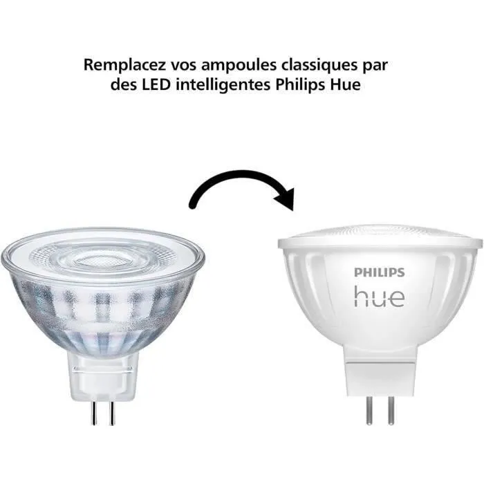 Philips Hue Ampoule Connectée MR16 Blanc Ambiance Bluetooth - Compatible Application et Commandes Vocales - Lot de 2