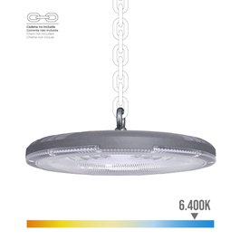 Edm Campana LED 100W 10000lm 6400K Lumière froide IP65 120° Aluminium Ø26 x 4,5cm
