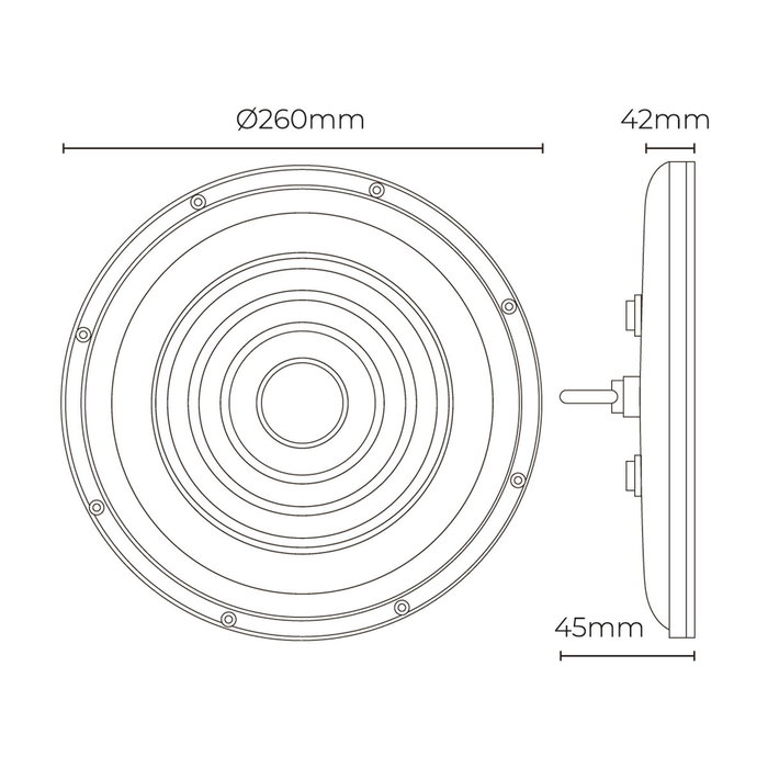 Edm Cloche LED 100 W 10 000 lm 6400 K ø26 x 4,5 cm