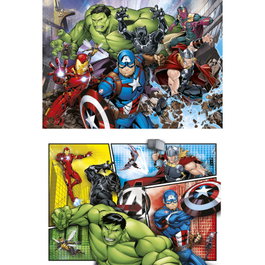 Clementoni Puzzle Avengers Marvel - 2 puzzles de 60 pièces - Chaque puzzle 27 x 19 cm - Boîte 28 x 24,4 x -3,9 cm