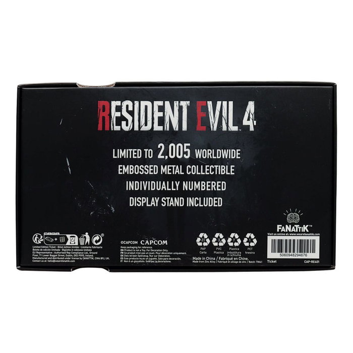 Resident Evil 4 réplique 1/1 Metal Exclusive Upgrade Ticket Resident Evil 4 réplique 1/1 Metal Exclusive Upgrade Ticket