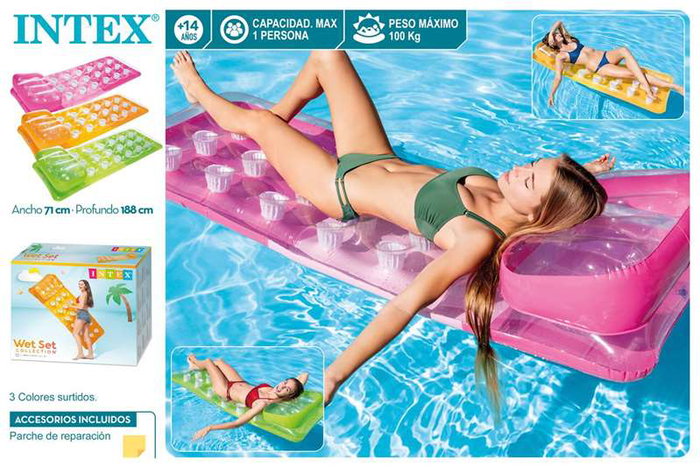 Intex Colchoneta 18 vasos 188 x 71 cm en PVC - Modèles surtidos (2 couleurs, à partir de 6 mois)