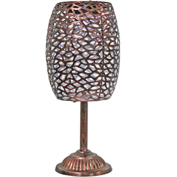 Galix G2003 Lanterne Solaire Extérieure en Métal Cuivré Vintage, Éclairage LED Blanc 10 Lumens, Hauteur 35 cm, Autonomie 8h