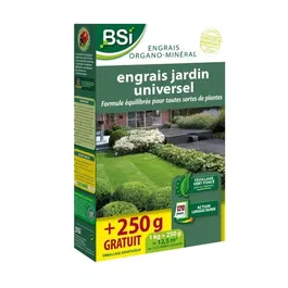 BSI Engrais Organo-Minéral Bio Universel - Pour Gazon, Potager, Fleurs, Buis - Action Longue Durée NPK 5-4-6 + 2MgO - 1,25 kg pour 12,5 m²