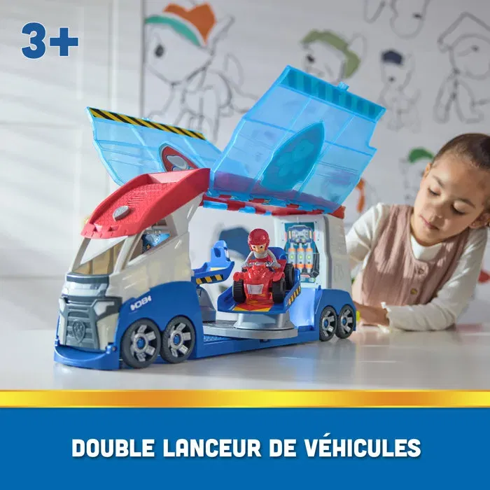 Spin Master - Camion Pat' Patrouilleur 3.0 La Pat' Patrouille - Véhicule interactif transformable en centre de commandement avec lanceurs - Plus de 70 cm