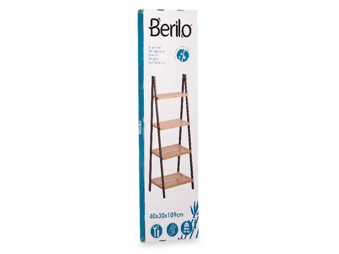 Berilo Étagère Échelle 4 Niveaux Bambou Noir Naturel 112x30x3.5 cm Berilo Étagère Échelle 4 Niveaux Bambou Noir Naturel 112x30x3.5 cm