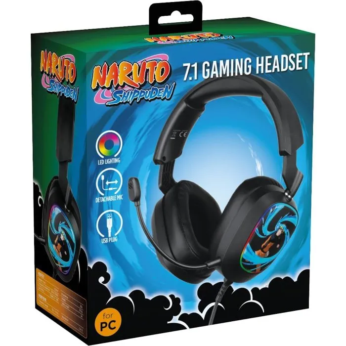 Konix Casque Gaming Naruto Shippuden - Son Surround 7.1 PC - Haut-parleurs 50 mm - Microphone - Bandoulière Ajustable et Coussinets en Tissu - LED Rasengan - Noir Konix Casque Gaming Naruto Shippuden - Son Surround 7.1 PC - Haut-parleurs 50 mm - Microphone - Bandoulière Ajustable et Coussinets en Tissu - LED Rasengan - Noir