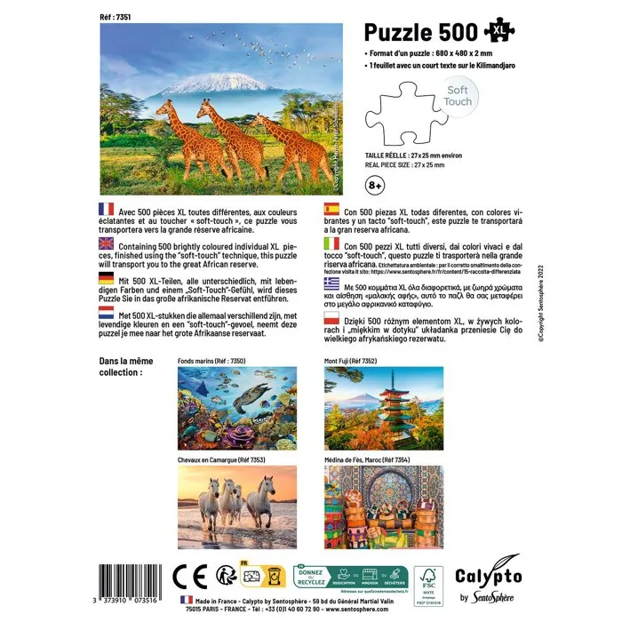 Sentosphere Puzzle Calypto Girafes 500 Pièces Grand Format - Dès 8 Ans - Toucher Velours