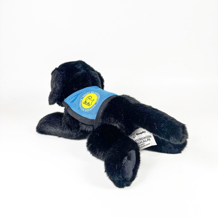 DEQUBE Peluche Labrador noir 21 cm avec gilet - Jouet doux de bienfaisance BOCALAN 939D00249