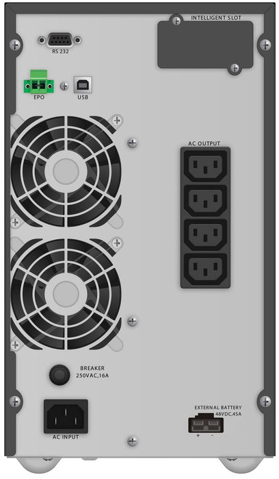 PowerWalker VFI 2000 TGB - Onduleur 2000VA / 1800W avec onduleur Intelligent - 4 prises C13 - Conception Black