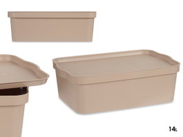 KIPIT Boîte en plastique avec couvercle 14 L Beige