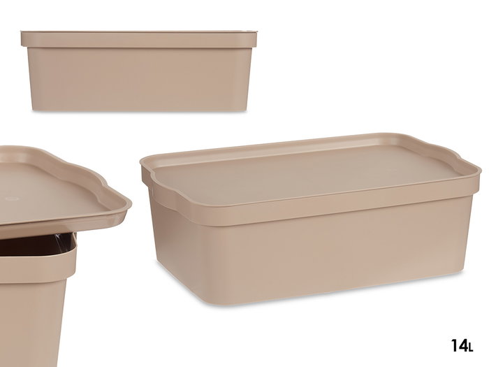 Kipit Boîte de Rangement en Plastique avec Couvercle 14L Beige 29,5 x 14,5 x 45 cm (Set de 12) Kipit Boîte de Rangement en Plastique avec Couvercle 14L Beige 29,5 x 14,5 x 45 cm (Set de 12)