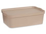 Kipit Boîte de Rangement en Plastique avec Couvercle 14L Beige 29,5 x 14,5 x 45 cm (Set de 12)