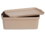 Kipit Boîte de Rangement en Plastique avec Couvercle 14L Beige 29,5 x 14,5 x 45 cm (Set de 12)