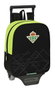 Safta Moch 232+Carro 805, Sac à dos avec roulettes pour enfant Real Betis Balompié, Noir et vert lime, Polyester 600D REACH, 22 x 27 x 10 cm
