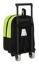 Safta Moch 232+Carro 805, Sac à dos avec roulettes pour enfant Real Betis Balompié, Noir et vert lime, Polyester 600D REACH, 22 x 27 x 10 cm