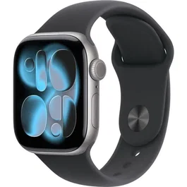 Apple Watch Series 11 GPS 42mm - Boîtier Space Grey Aluminium - Bracelet Black Sport Band M/L - Montre Connectée