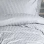 Parure de lit en satin de coton imprimé rayures gris, 1 housse de couette 140 x 200 cm + 1 taie d'oreiller 60 x 60 cm