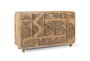 GINER Y COLOMER Aparador Buffet en Bois de Mango Massif avec Détails à la Main - 148 cm de Large, Design Contemporain, Décorations Artisanales Ethniques, Multiples Tiroirs