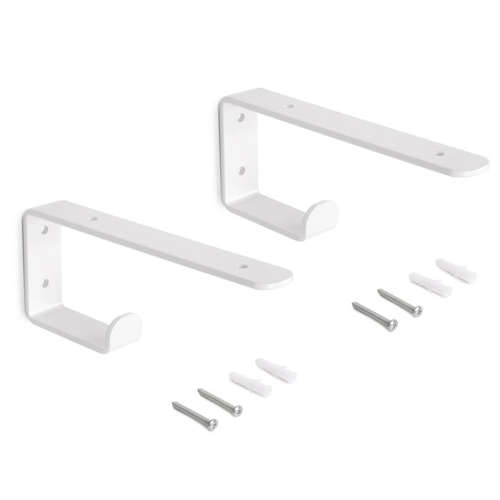 Emuca Jeu de supports pour étagères en bois Shelf avec cintre intégré, Acier, Peint en blanc Emuca Jeu de supports pour étagères en bois Shelf avec cintre intégré, Acier, Peint en blanc