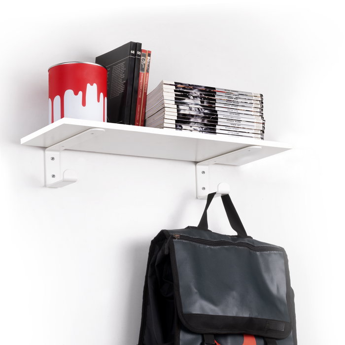 Emuca Jeu de supports pour étagères en bois Shelf avec cintre intégré, Acier, Peint en blanc Emuca Jeu de supports pour étagères en bois Shelf avec cintre intégré, Acier, Peint en blanc