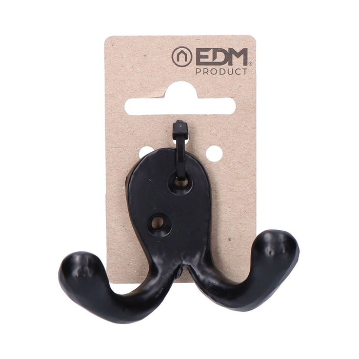 Edm Colgador doble de forja negro 7,5 x 5 cm Edm Colgador doble de forja negro 7,5 x 5 cm