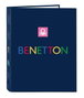Benetton Classeur Folio 4 anneaux mixte motif damier 26,5x33x4cm pour école et bureau