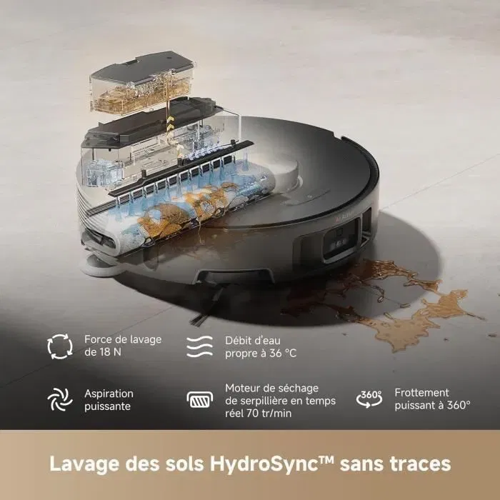 Mova Aspirateur Robot Laveur Z50 Ultra avec Aspiration 19000 Pa et Détection en Temps Réel Mova Aspirateur Robot Laveur Z50 Ultra avec Aspiration 19000 Pa et Détection en Temps Réel