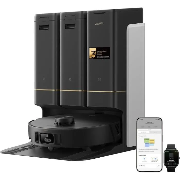 Mova Aspirateur Robot Laveur Z50 Ultra avec Aspiration 19000 Pa et Détection en Temps Réel Mova Aspirateur Robot Laveur Z50 Ultra avec Aspiration 19000 Pa et Détection en Temps Réel