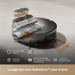 Mova Aspirateur Robot Laveur Z50 Ultra avec Aspiration 19000 Pa et Détection en Temps Réel