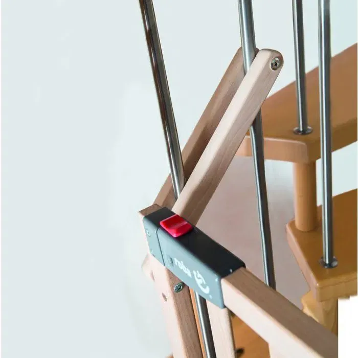 Roba Safety Up Barrière de Sécurité Bébé Escalier Bois Massif Ajustable 93.5 à 120.5 cm Porte à Fermeture Automatique Magnétique