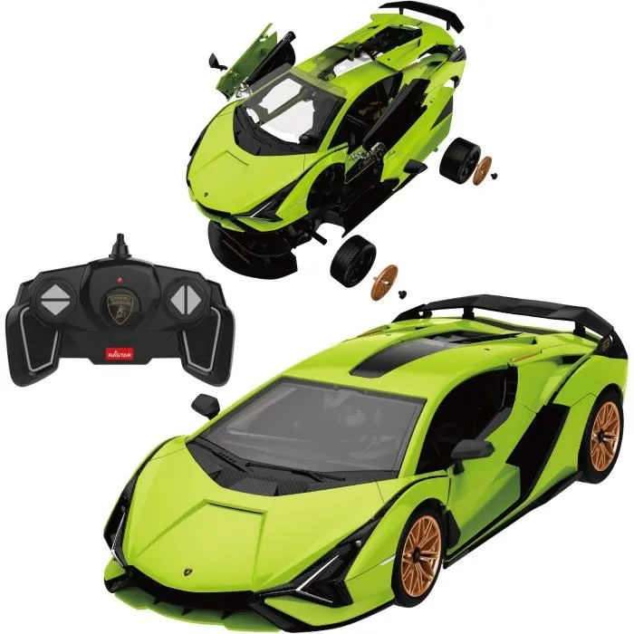 Turbo Challenge - Lamborghini Sian Voiture Télécommandée Échelle 1/18, Vert, Kit de 85 Pièces à Monter avec Télécommande, Vitesse 8 km/h Turbo Challenge - Lamborghini Sian Voiture Télécommandée Échelle 1/18, Vert, Kit de 85 Pièces à Monter avec Télécommande, Vitesse 8 km/h