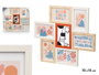 Giftdecor Porte-photos Multiple 6 photos 10x15 cm avec cadre métal MDF bois naturel 46.2x41.2x1.6 cm (Set de 6)